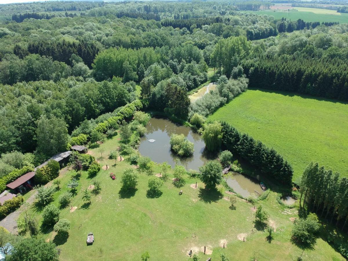 Florennes Gite Neuf 150 M2 Devant Un Grand Lac Prive De 2 Hectares Poissonneux Au Milieu Des Bois Bagian luar foto