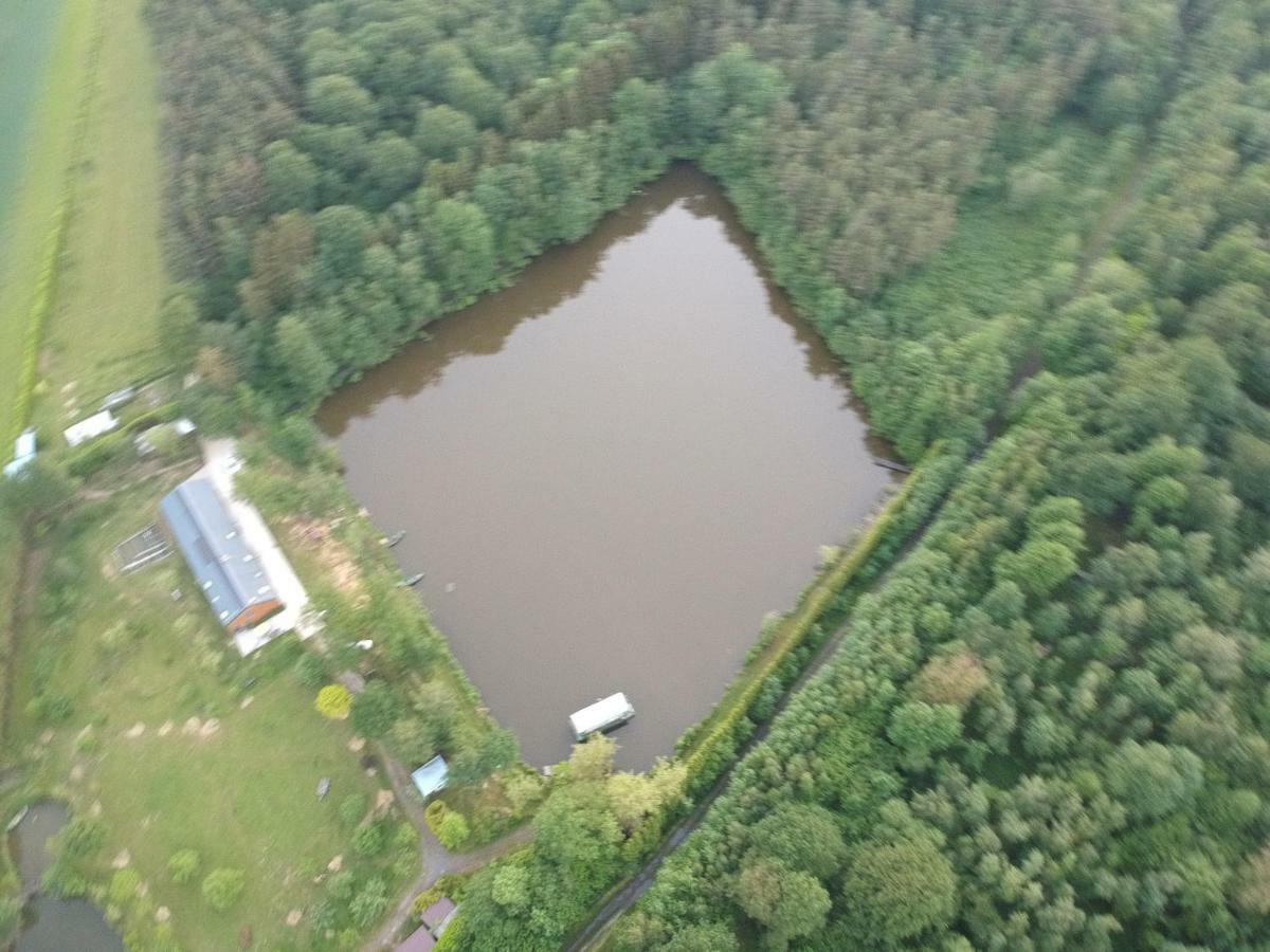 Florennes Gite Neuf 150 M2 Devant Un Grand Lac Prive De 2 Hectares Poissonneux Au Milieu Des Bois Bagian luar foto